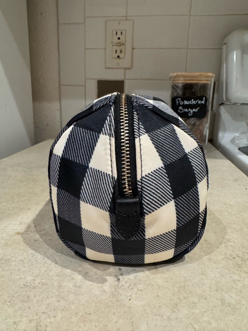 kate spade Chelsea Black and White Gingham Toiletry Pouch - Picture 3 of 6
